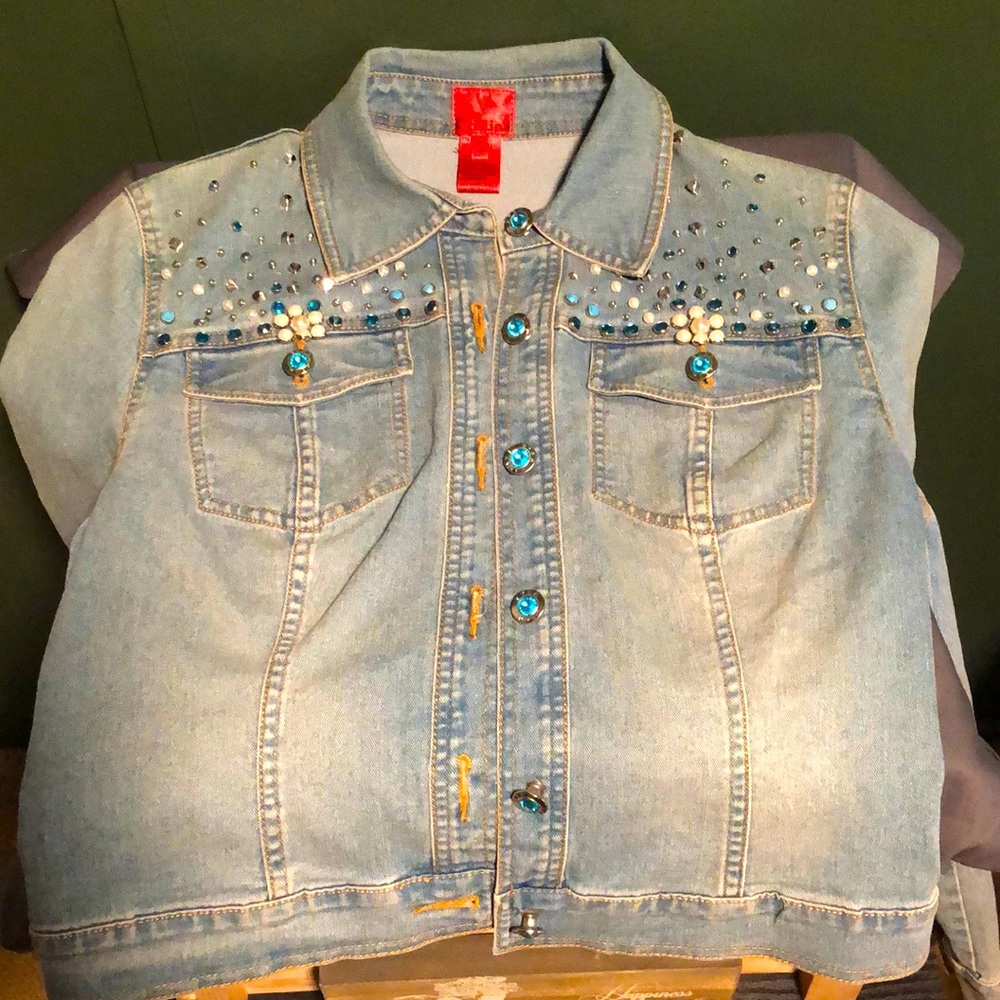 V Cristina Embellished Denim Jacket size S